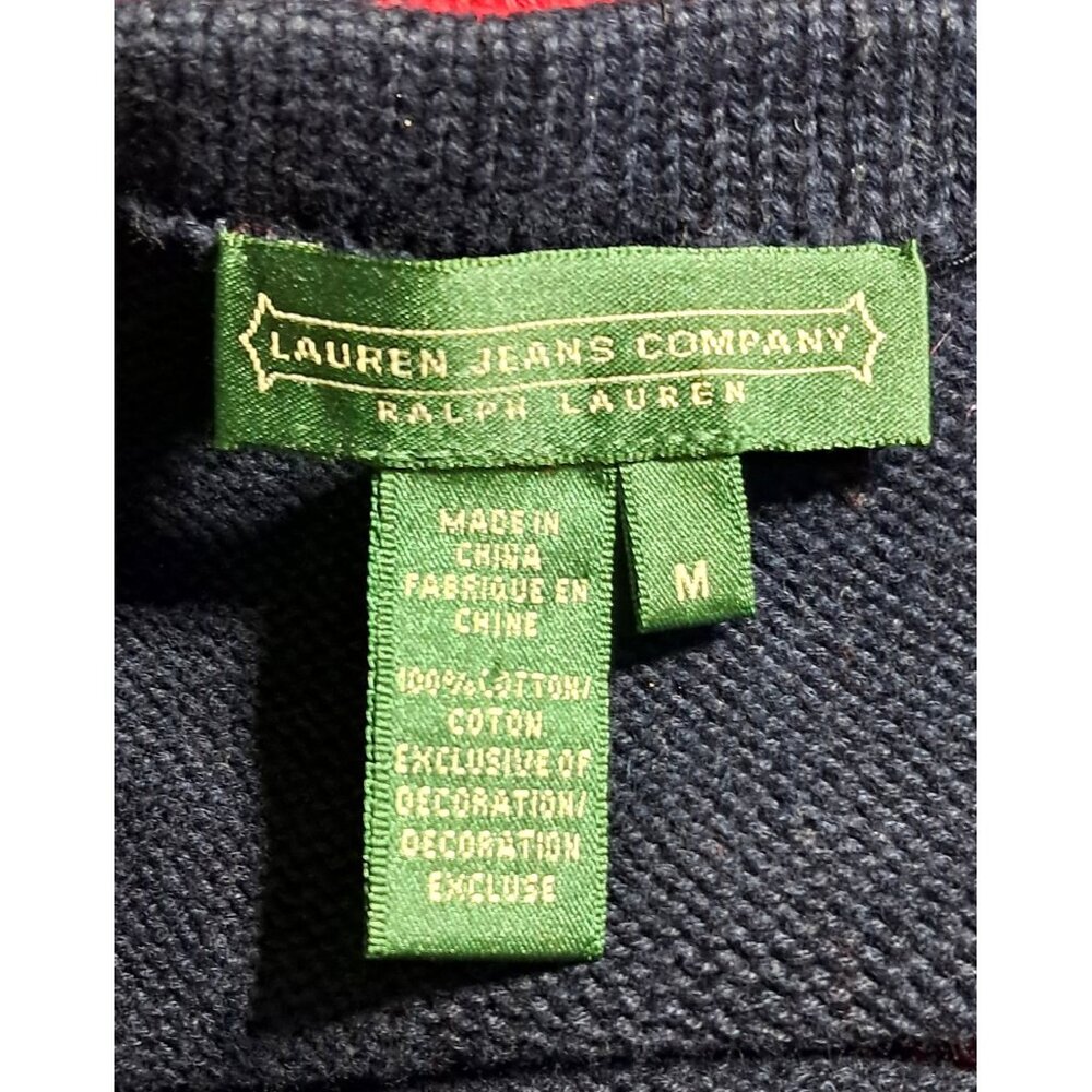Ralph Lauren Nautical Sweater Womens Size M Embroidered Flag Crest Red & Blue St - Picture 9 of 10